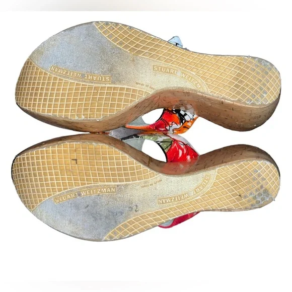 Stuart Weitzman Floral Cork Wedge Mules (6.5) - Picture 5 of 6